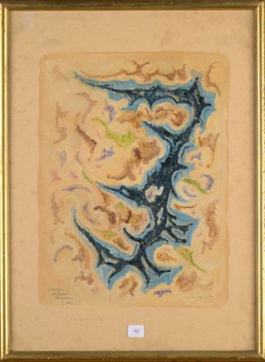 an image of a painting of a painting of a blue and yellow tree