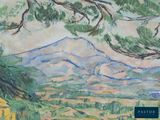 a picture of a painting of a mountain in the background