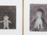 deux tableaux représentant un enfant et un ours en peluche