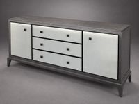 Commode rectangulaire en bois laqué gris, métal et galuchat … (photo 2)