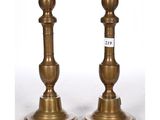 pair of antique brass candlesticks with candlestick holders