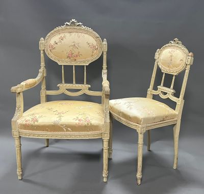 paire de fauteuils peints de style louis xvi