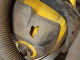 a yellow and black vacuum cleaner sitting on the floor