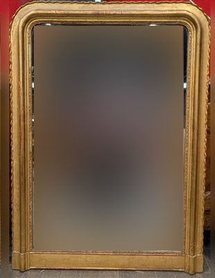 pair of antique gold framed mirrors with glass inserts