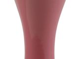 a pink vase with a black base on a white background