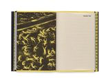 a yellow and black book with a picture of horses on it