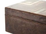 a brown box that has a design on it