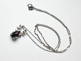 Collier en argent sterling orné d'une grenat et d'une autre grenat montés sur une chaîne