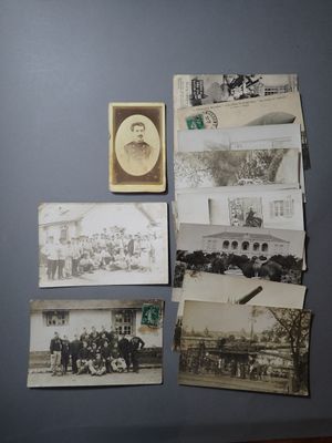 many old photos of a man on the wall