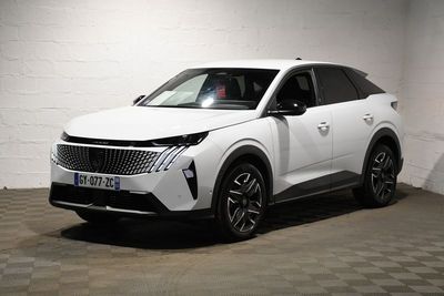 the white suv is parked in a white room with checkered flooring