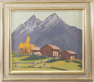 PAUL-LÉON BLÉGER (1889-1981) Paysage aux chalets, Val d'Hére…