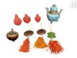 a teapot, a tea pot, a tea pot, a tea pot, and other decorative items