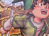 a cartoon picture of a boy with a bow and arrow in his hand