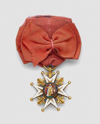an image of a red ribbon with a gold star on it