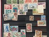 many different stamps on a display case