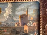 a picture of a painting of a castle in the middle of a field