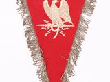 an image of a red pennant with a white eagle on it