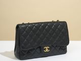 a chanel black quilted leather shoulder bag with gold hardware
