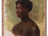 an image of a painting of a woman with a black head