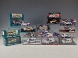 a lot of toy cars in a display case