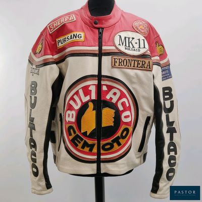 an image of a motorcycle jacket on a mannequin stand