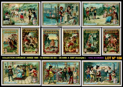 an image of a series of postcards depicting various scenes of people