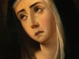 a painting of a woman with a veil on her head