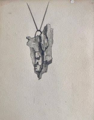 a drawing of a piece of paper with a broken piece of paper on it