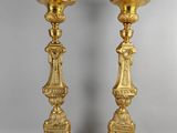 paire de chandeliers anciens en laiton