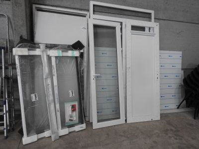 a room with a bunch of doors and a chair