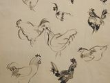 a drawing of birds flying in the air and a drawing of a bird flying in the air