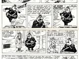 a black and white comic strip with a cartoon of a man in a top hat