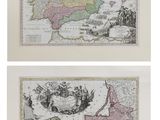 two old maps of spain and portugal