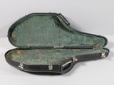 a black case with a green interior sitting on a white surface