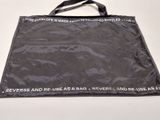 a black bag that has a message on it