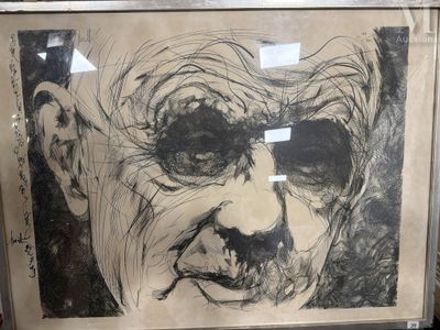 une photo représentant un dessin du visage d'un homme dans un cadre
