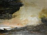 une peinture à l'huile représentant un bateau dans un plan d'eau