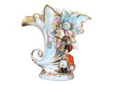 a vase with flowers on it on a white background