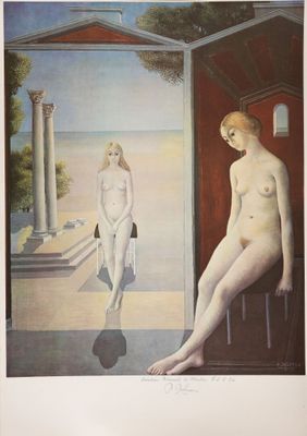 an image of a painting of a woman sitting on a chair next to a man