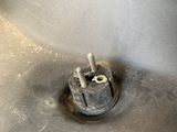 a metal sink with a metal faucet in it
