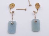 pair of aqua blue stone earrings with gold plated posts