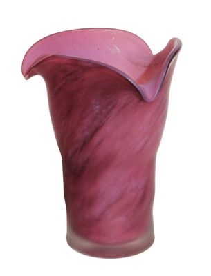 VASE "tulipe" en verre marmoréen mauve, signé, travail comte… - Photo 1