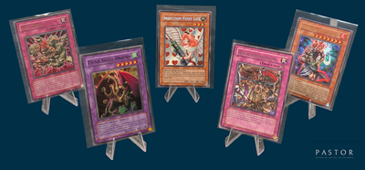 five different types of cards on display in a row