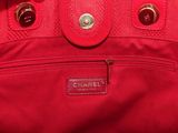 chanel red nylon tote bag with gold hardware