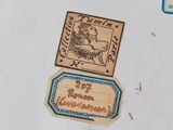 a close up of a piece of paper with a stamp on it