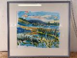 a picture of a watercolor painting of a landscape