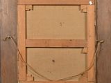 an image of a picture of a wooden frame with a piece of paper taped to it