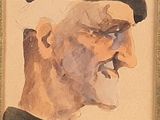 tableau représentant un homme coiffé d'un béret, dans un cadre doré