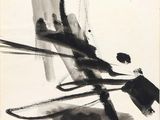 une image représentant une peinture en noir et blanc d'une chaise