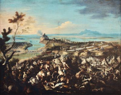 une image représentant un tableau où l'on voit un grand groupe de personnes dans un champ